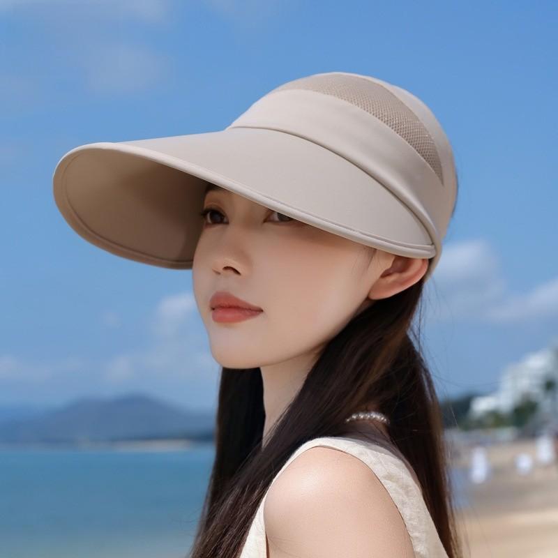 Summer Lightweight Wide Brim Sun Hat Polyester Fabric Women Sunshade Uv Defense