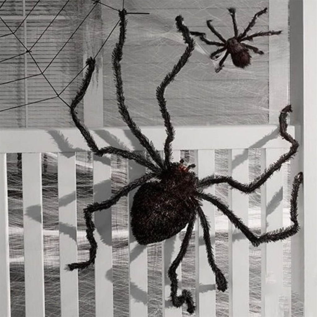 Halloween Plush Spider 30-200cm Outdoor Giant Spider Decor Chamber Prank Black Spider, Horror Halloween Decoration Party Prop