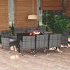 Vidaxl 9-Cz. Garden Furniture Set With Cushions, Poly Rattan, Grey