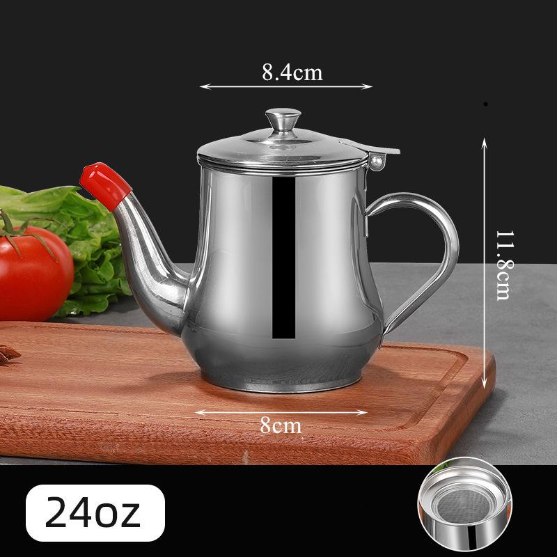 New Stainless Steel Oil Bottle Jar Dispenser Leak-Proof Seasoning Pot Residue Strainer Vinegar Sauce Container For Kitchen Home