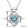 Blue Heart Crystal Pendant Necklace for Women, Interwoven Star Design Necklace, Romantic Sparkling Jewelry Gift