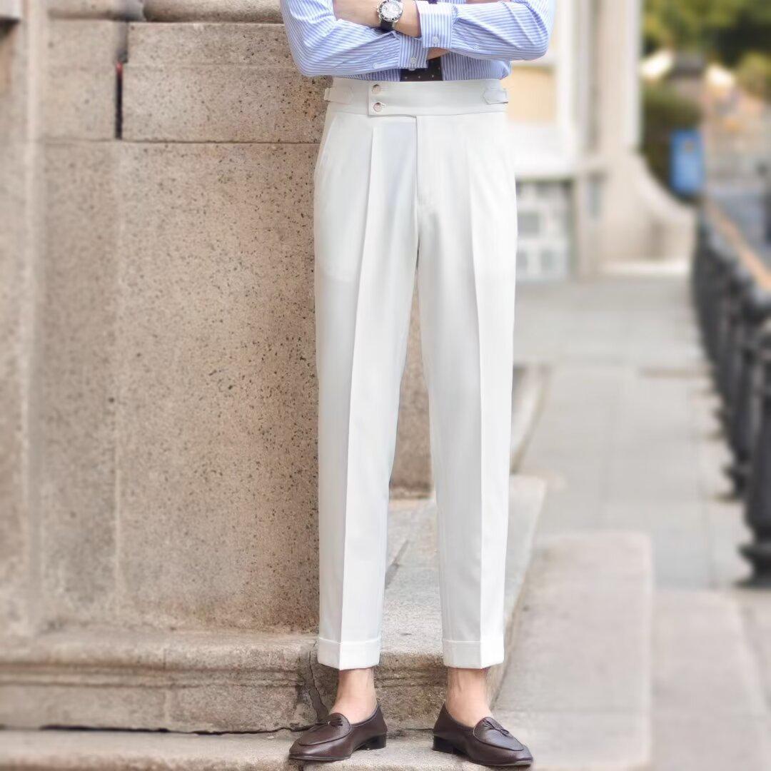 

Мужские повседневные брюки прямого покроя белого цвета с высокой талией 36 белый