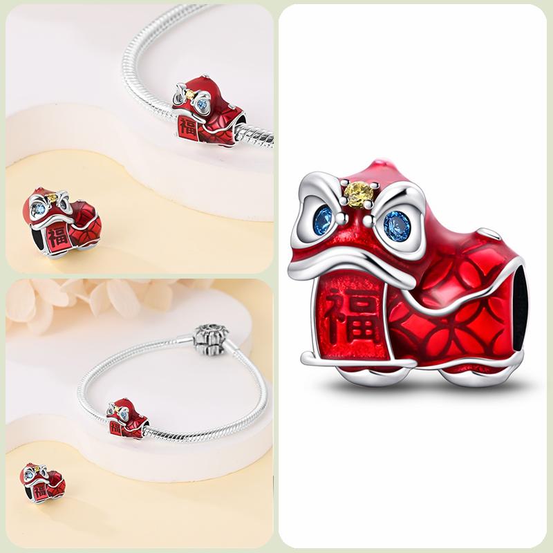 Modne koraliki zawieszki S925 ze srebra próby 925 w stylu klasycznym i romantycznym z motywem żółwia lotosu, odpowiednie do oryginalnej bransoletki DIY na prezent