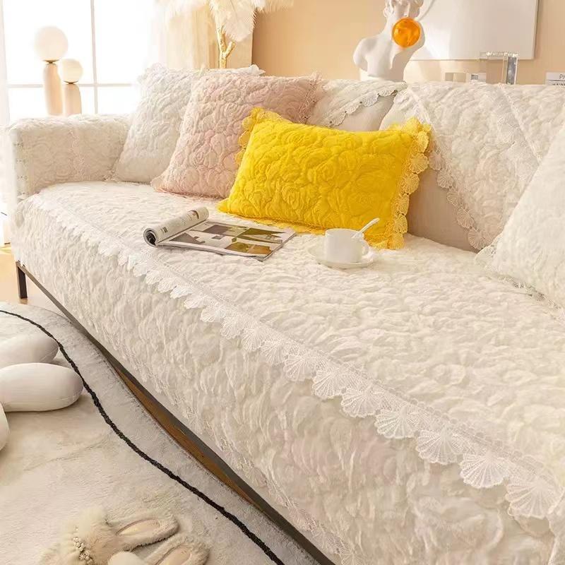 Winter Warm Soft Velvet Universal Sofa Cover Luxury Thick Plush Sofa Towel Sectional L-shaped Couch Cover Bay Window Mat