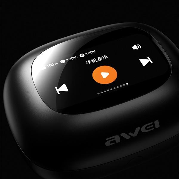 Słuchawki Bluetooth AWEI TP97 TWS z stacją dokującą Czarne