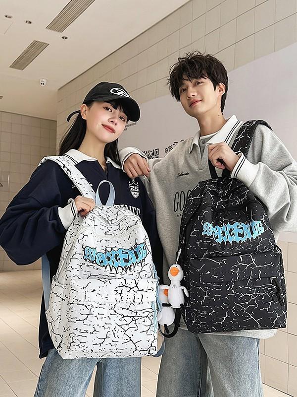 Zaino in Nylon con Lettere per Adolescenti con Design e Stile Casual