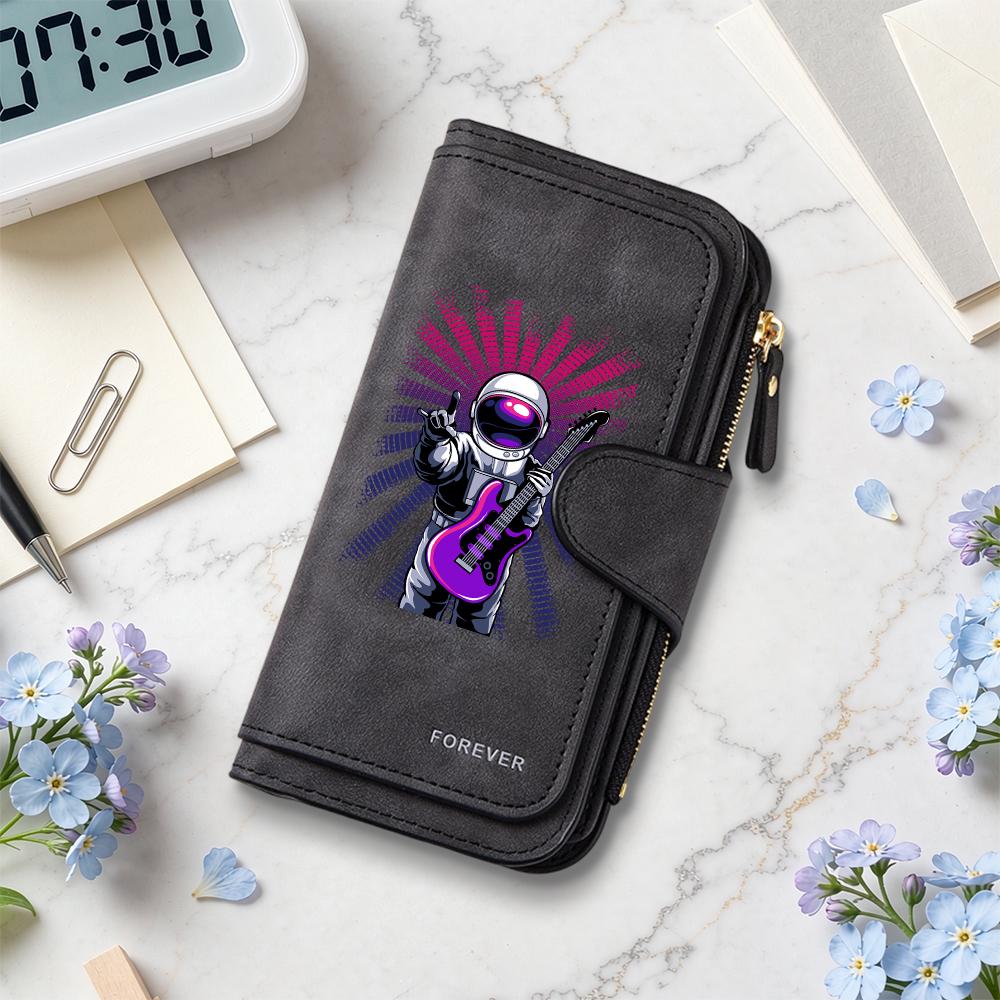 Cool Astronaut Printed Long Wallet Fashion PU Leather Multi Card Slot Purse