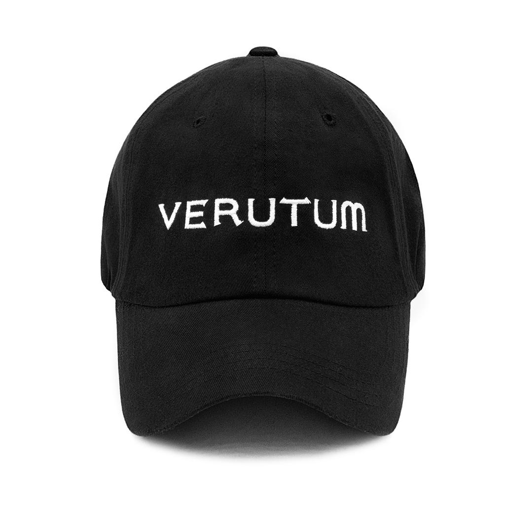 VERUTUM Front Logo Bio-Washed Black Ball Cap