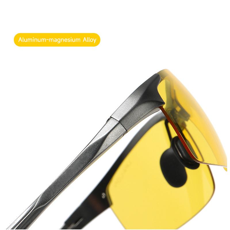 High Quality Aluminum Magnesium Night Vision Glasses Men Yellow Lenses Uv400 Sunglasses Day And Night Driving Eyewear