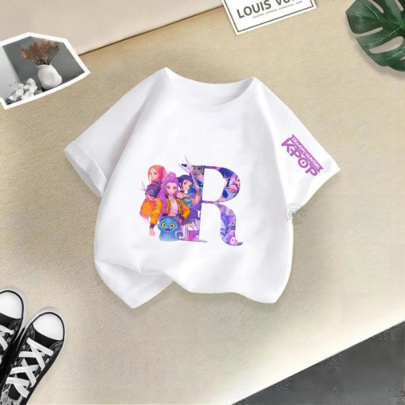 2026 Kpop Demon Hunters Child Short Sleeve Kpop Demon Hunters Tee Harajuku Casual Fashion T-shirts for Boys and Girls