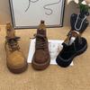 Women's High Top Snow Boots Winter Fashion Side Zipper Cotton Shoes Comfortable Cross Tied Height Increase Short Boots