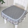 Chair Cushion with Lace Ruffle Quilted Non Slip Square Seat Pad Chair Protector with Elastic Strap for Dining Chairs Seat Office Chairs Back