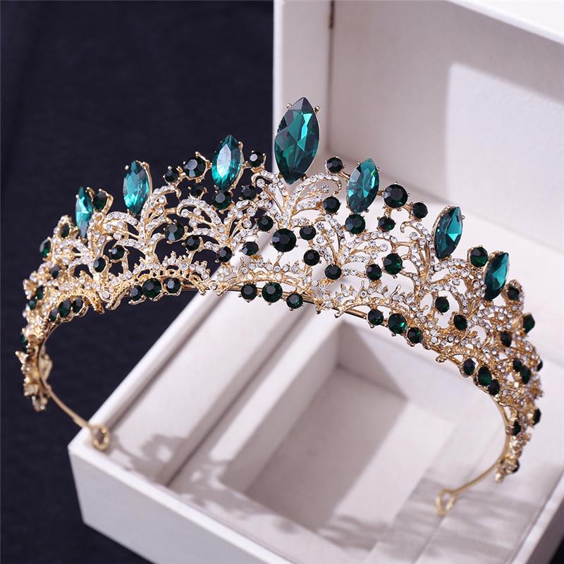 Baroque Gorgeous Crystal Red Tiaras Princess Crown for Prom Diadem Bride Headdress Queen Bridal Wedding Crown Hair Jewelry