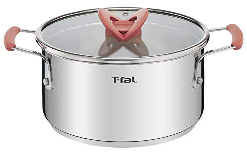 

T-fal Optispace IH Stainless Steel Stew Pot 20cm, Induction and Gas Compatible, Free of PFOA and Other Harmful Substances, 10-Year Warranty, Stainle