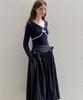 Rotre Domin Shirring Ribbon Navy Skirt