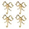 A84X-4 Pack Gold Bow-Knot Hooks Brass Bow Wall Hooks Door Hanger Towel Hooks For Home Bathroom Living Room Kitchen Decor