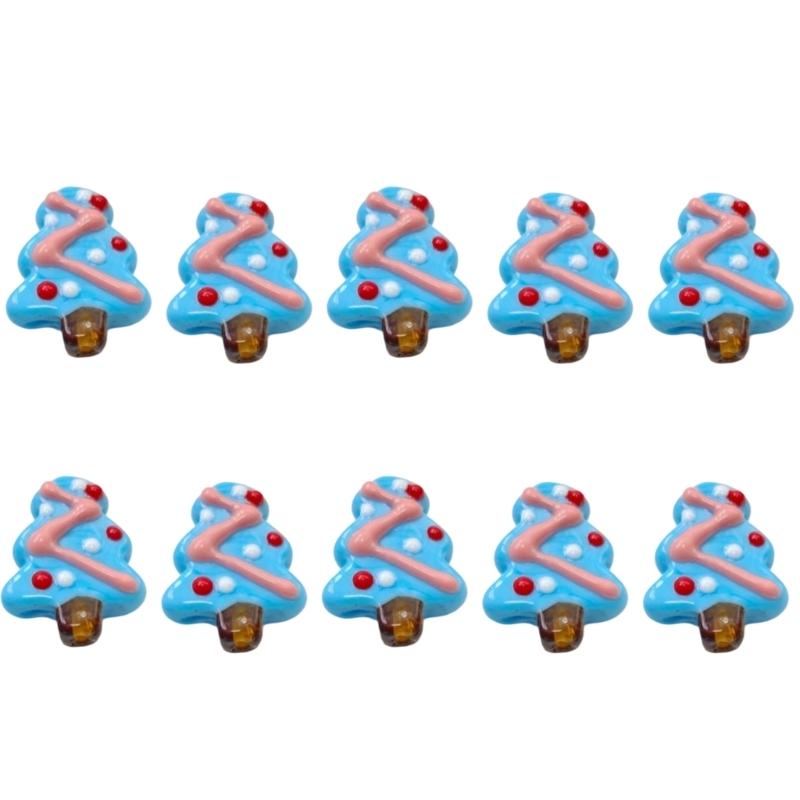 10Pcs Christmas Tree Glass Beads For Christmas Ornament Handmade Bracelets