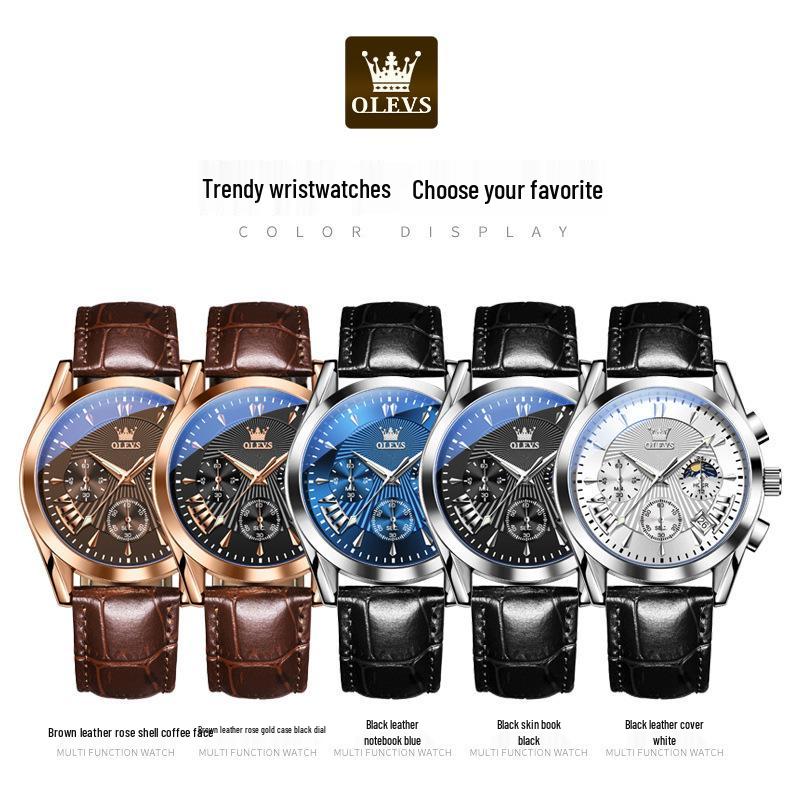 OLEVS Men's Multifunctional Quartz Chronograph Watch with Calendar