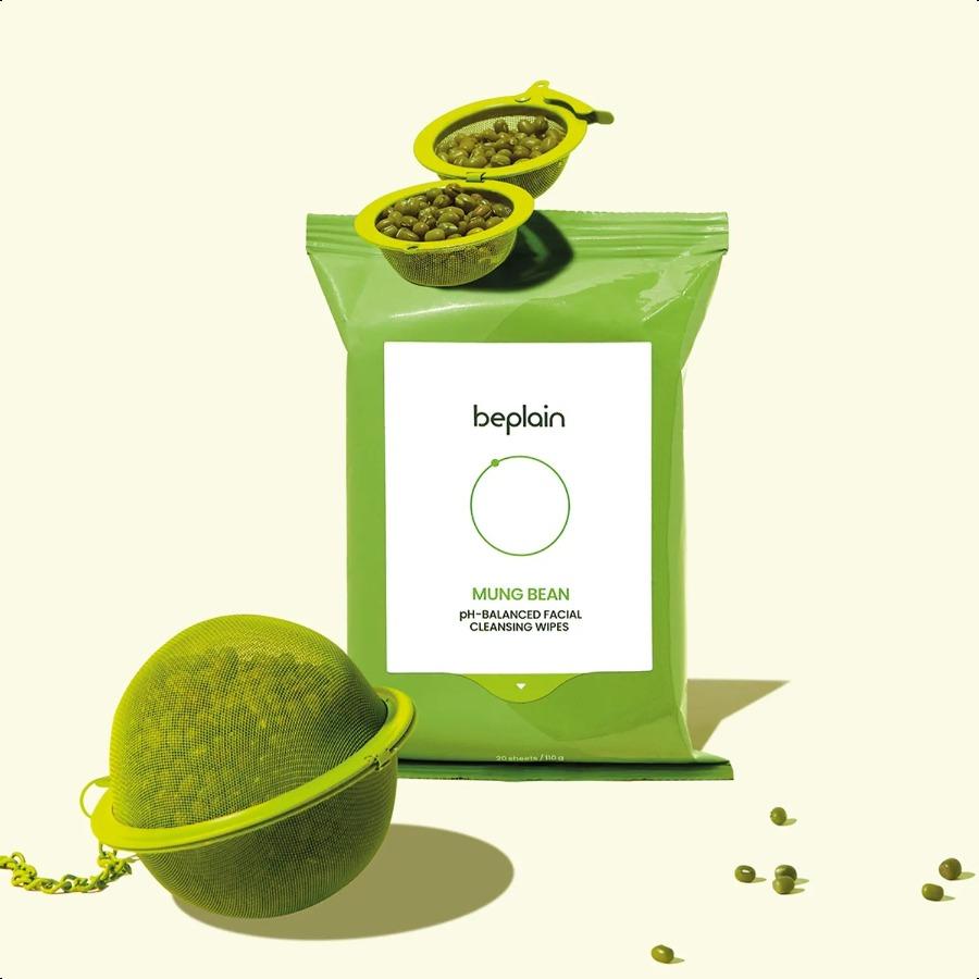 BEPLAIN Greenful pH-ausgeglichene Gesichtsreinigungstücher, 20 Blatt