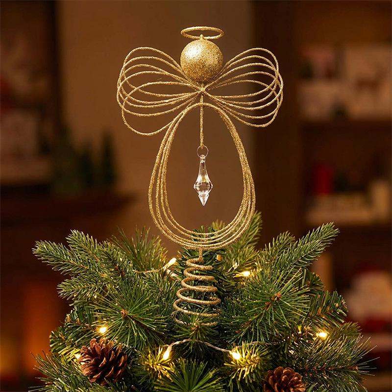 Glittered Angel Star Christmas Tree Topper Ornament