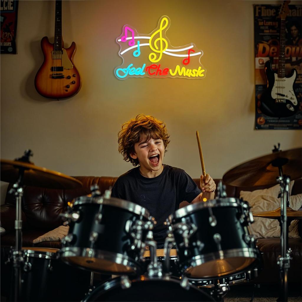 Music Neon Sign Musical Staff Note Led Wall Decor Dimmable Music Studio Decor Classroom Bedroom Gifts for Teacher Students Kids