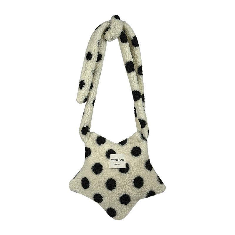 Borsa Stellata - Borsa a Tracolla Grande Capacità con Tracolla Regolabile e Copertura in Pelliccia Versatile