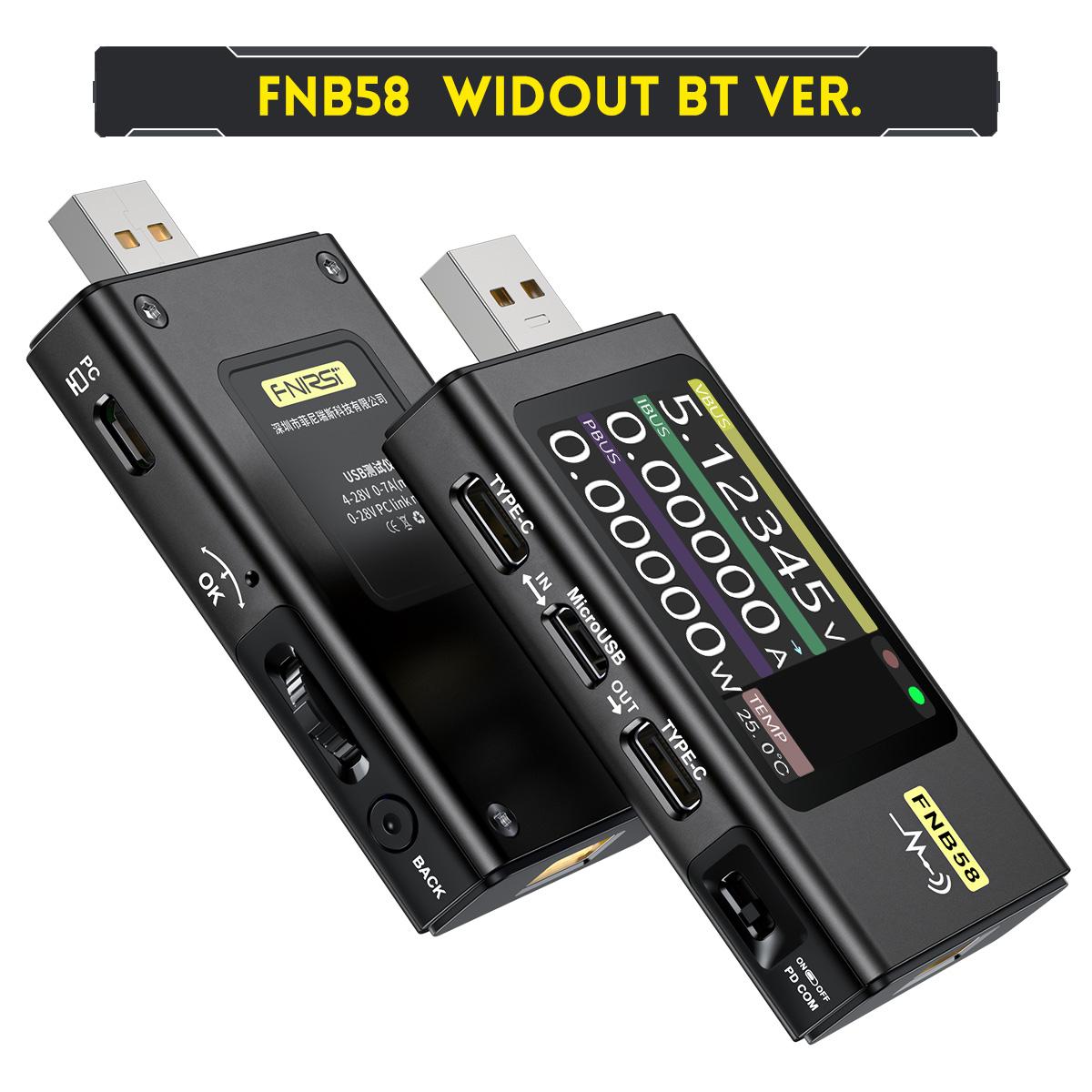 

FNIRSI-FNB58 Цифровий вольтметр Амперметр USB-тестер TYPE-C Швидке виявлення заряду Тригер Вимірювання ємності Вимірювання пульсацій IOS system is not support чорний