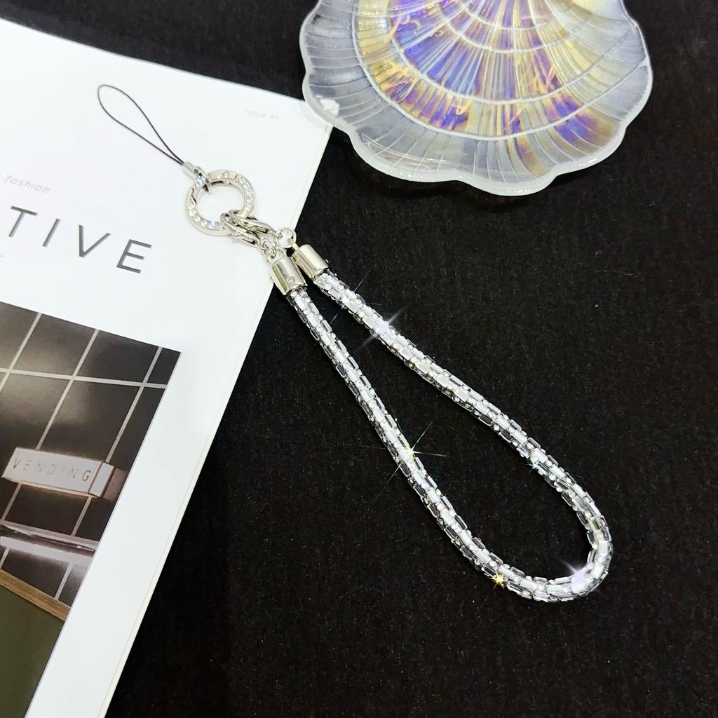 Phone Wrist Strap Lanyard Hand Strap Square Rhinestones Decor,Length: 25cm