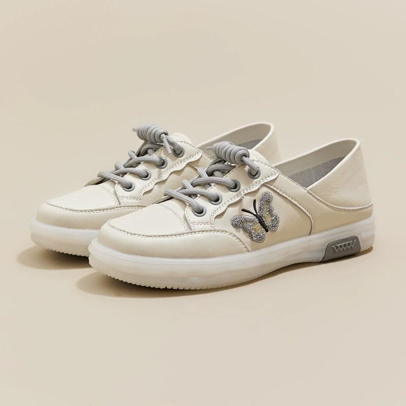 Fashion GKTINOO Women Sneakers Big Size 2025 Spring New Genuine Leather Loafers Women Casual Lace-up Women's Nurse Shoes