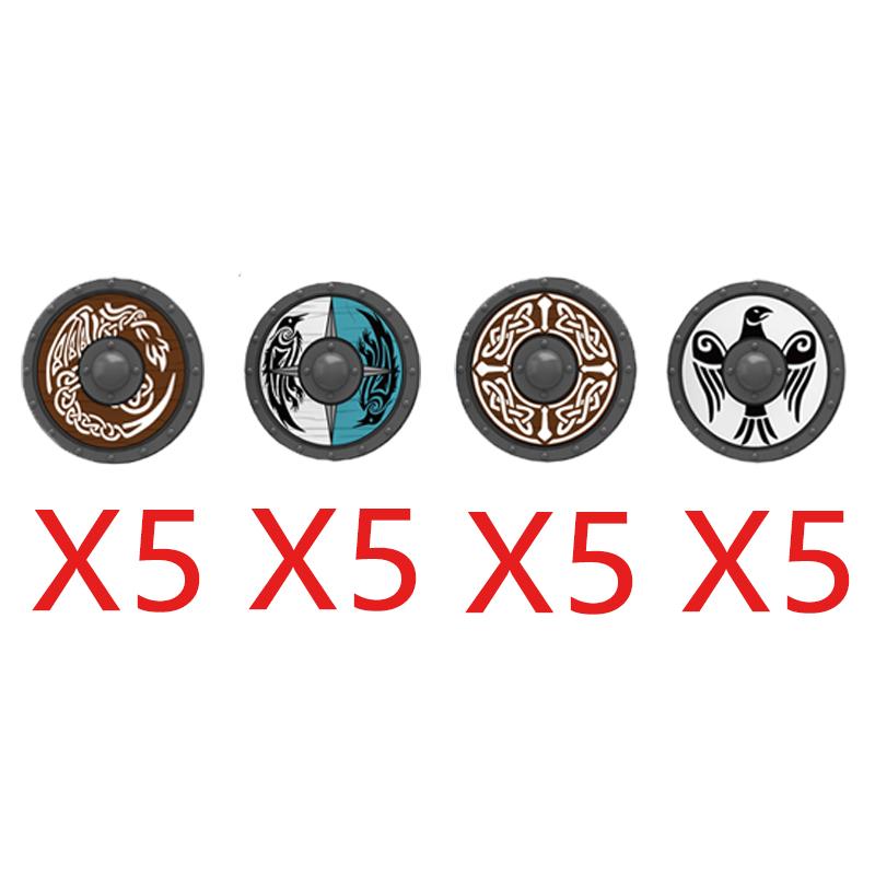 MOC Mittelalterliche Bausteine Charakter Ritter Krieger Zubehörset Helm Schulterrüstung Schild Bogen Pfeil Stein Geschenk Spielzeug X022