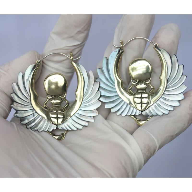 

Gorgeous Ethnic Style Gold Color Metal Geometry Round Wing Dangle Earrings for Women Jewelry