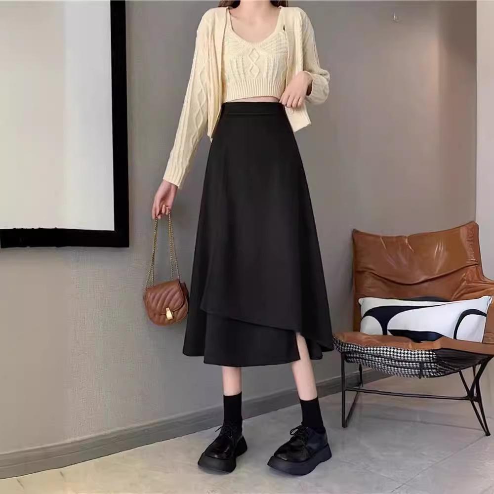 Autumn High-End Maternity Mid-Length Loose Casual Skirt with Belly Support