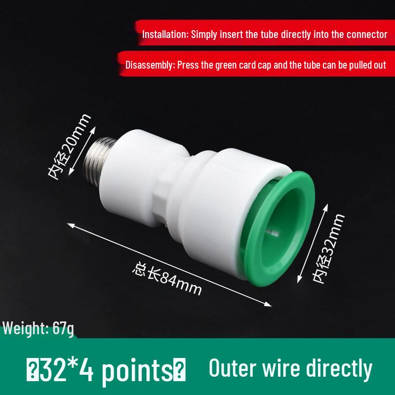 PPR Water Pipe Quick Connector, 4 & 6 Points, No-Melt, Direct Plug-In, 20/25 PE for Cold/Hot Water