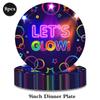 Glow In the Dark Party Supplies Neon Blacklight Tableware Set Happy Birthday Banner Balloons Neon Glow Party Retro Disco Decor