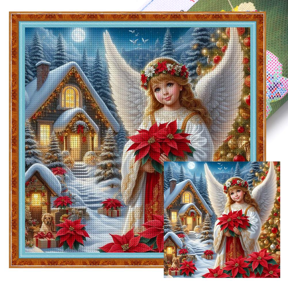 Kit Complet Broderie Fir Bumbac Ecologic 14CT Imprimat Kit Cusături Cruce Înger Artă