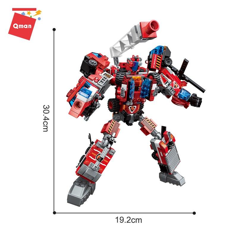1416 Robot Change To Airplane Car Bus Helicopter Building Blocks Intelligent Toy Blocks Children's Present Leping