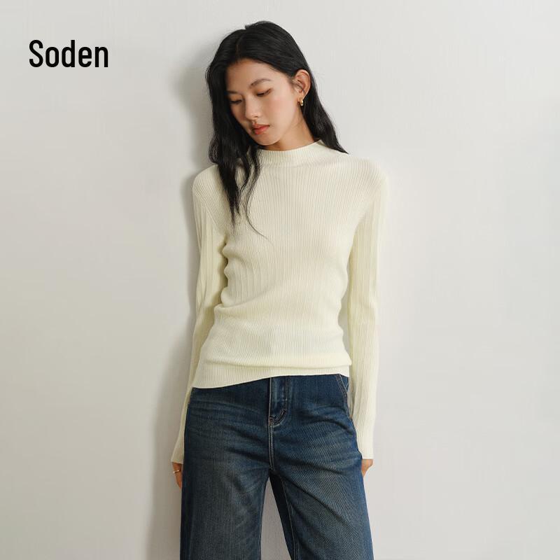 WHIteALLUSION Women s Wool Blend Ribbed Mock Neck Knit Sweater L