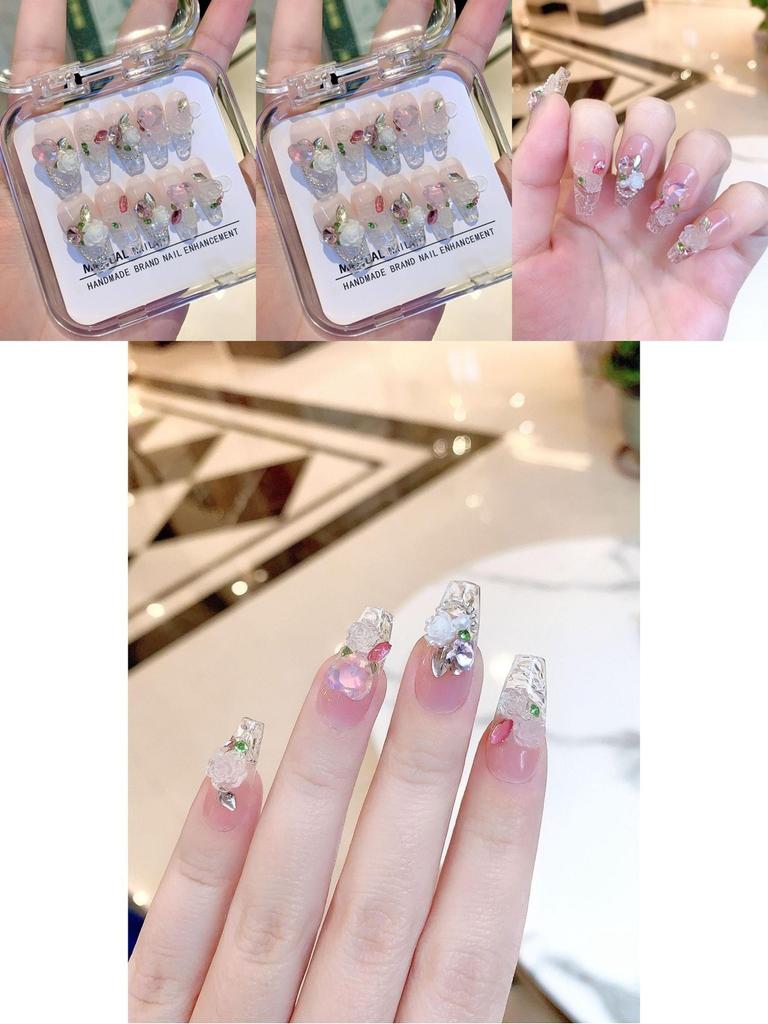 Original Handcrafted Ice Sealed Rose Nail Stickers With Beautiful Glass-like Effect