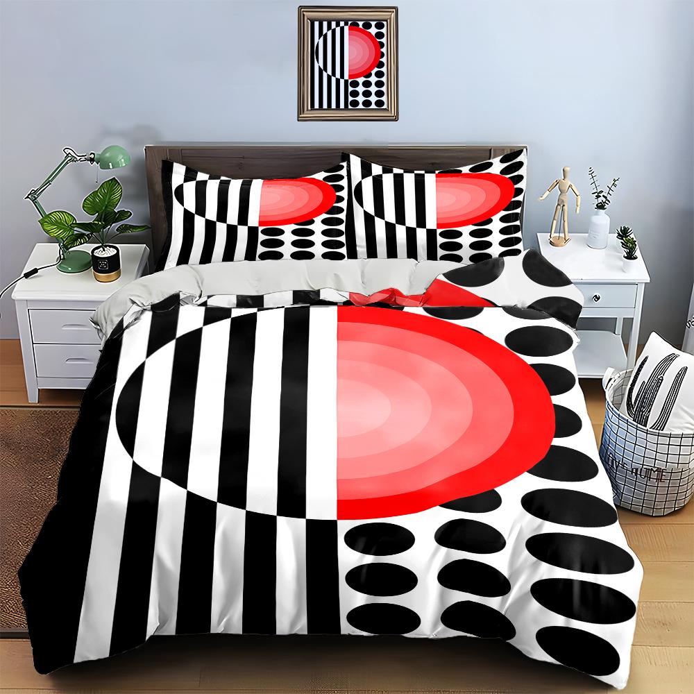 Striped geometric circles Bedding Duvet cover sets Duvet covers Pillowcases gifts (1 * Duvet Cover 2 * Pillowcases, without duvet insert)