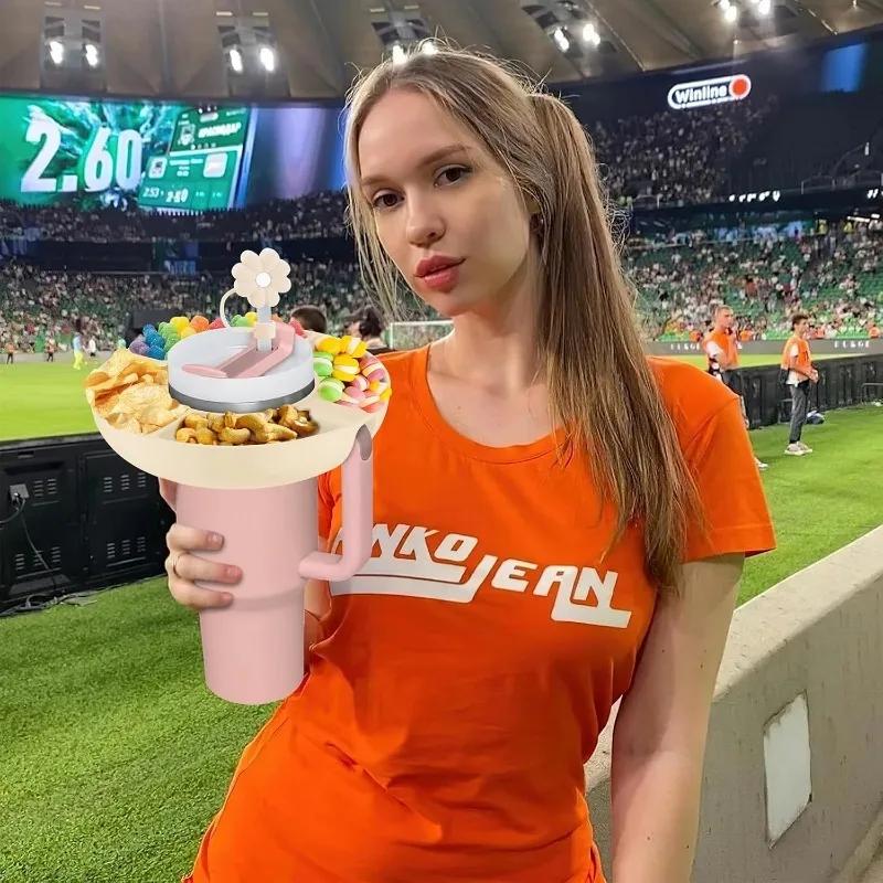 Snack Bowl for  Cup 40oz Compatible with  Quencher H2.0 Tumbler 40oz,Silicone Snack Tray, Cup Accessories