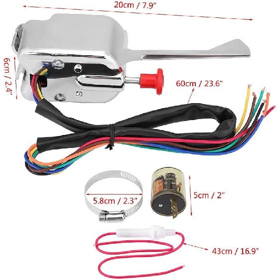 Qiilu Street Hot Rod, 12V Universal Chrome Street Hot Rod Turn Switch + Flasher