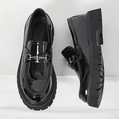 Fashion British Style Metal Buckle Loafers Men Thick-soled Wedding Shoes New Formal Business Comfort Shoes Slip-on Leather Casual Shoes