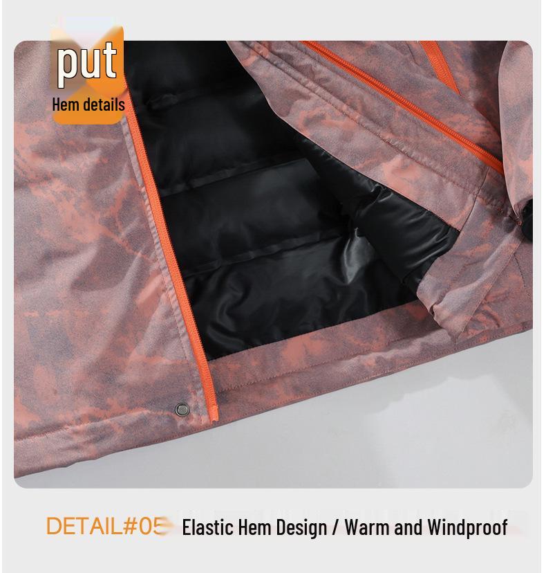 Giacca da Sci in Cotone Ispessito con Cappuccio Mimetico da Uomo e Donna - Capo d'Abbigliamento Invernale alla Moda