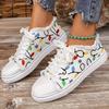 Women's Colorful Print Lace-Up Sneakers - Lightweight, Comfortable Casual Sneakers with Non-Slip TPR Sole