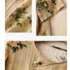 Retro National Style Oblique Placket Cotton and Linen Shirt Women's Literary Printing Thin Shirt Temperament Top