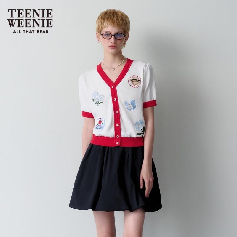 Teenie Weenie Women's Bear V-Neck Short Sleeve Knit Cardigan