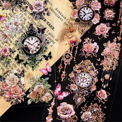 Adesivi 3D Oro Rose Rendezvous: Diario DIY Decorazione Floreale Farfalla Onirica