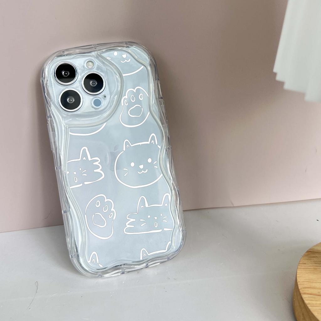 LZ12 Cat Cute Cartoon Clear Soft Wave Phone Cases for iPhone 15 13 Pro Max 12 Mini 14 8 Plus XS Max XR 6 Protection Back Cover