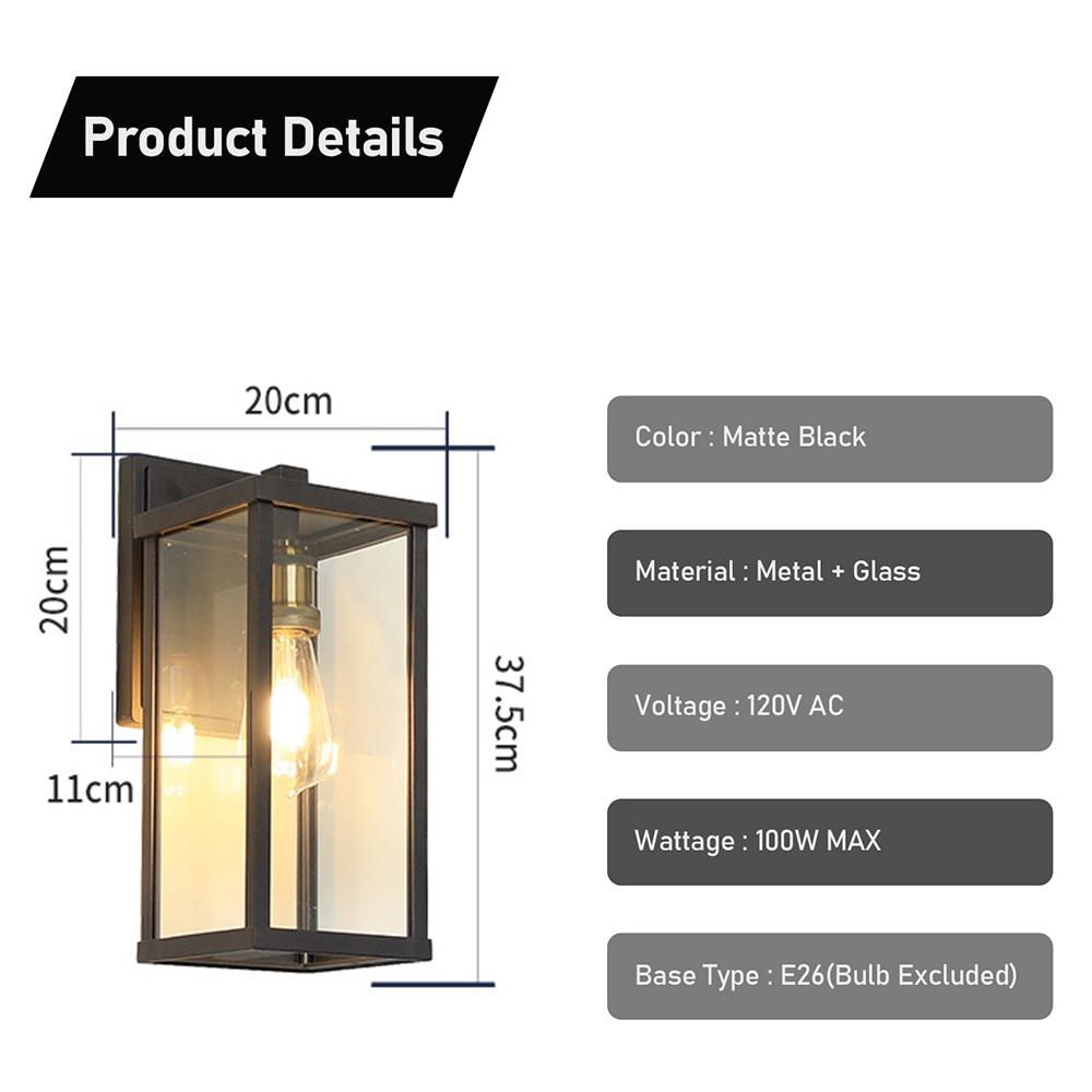Waterproof Rectangular Outdoor Wall Lighting Aluminum Front Door Porch Sconces Exterior Lantern Wall Mounted Light Fixtures