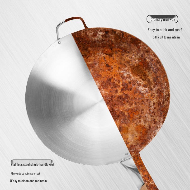 28cm Lightweight Stainless Steel Chef Wok for Home & Commercial Use